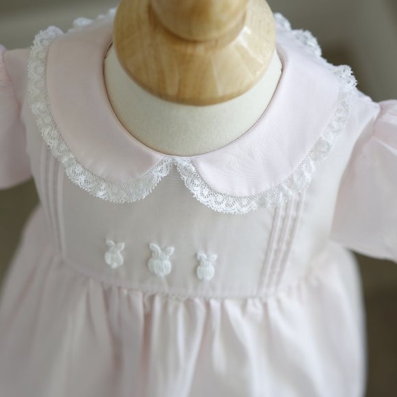 Pink Heirloom Dress Bunny Embroidery Lace SPRING Portraits  Feltman Brothers NWT - Picture 3 of 7